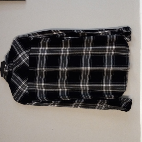 Beach Lunch Lounge Collection Black and White Plaid, Button Down Flannel - Picture 8 of 10